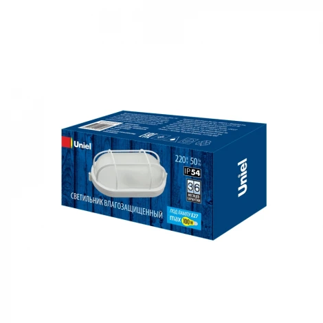 Настенно-потолочный светильник Uniel UWL-O02 100W/E27 IP54 WHITE Овал/Решетка (220V)