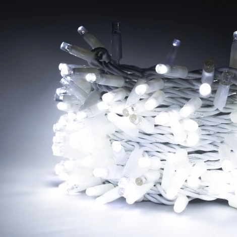 Гирлянда Нить Шатровая с колпачком 10м белая с мерцанием белого диода, 300 LED, провод белый каучук Laitcom PST300BLWCAP-18-2W