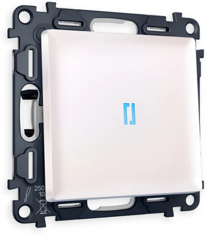 Комплект механизма Ambrella Volt 1-клавишного проходного выключателя с подсветкой 10000K ALFA MA202040 Жемчуг QUANT