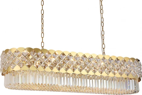 Подвесная люстра Newport 8300 8300/120 oval gold polished (220V, хрусталь, на цепи)