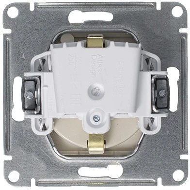 Розетка встраиваемая с заземлением, шторками и крышкой (алюминий) Systeme Electric AtlasDesign ATN000346