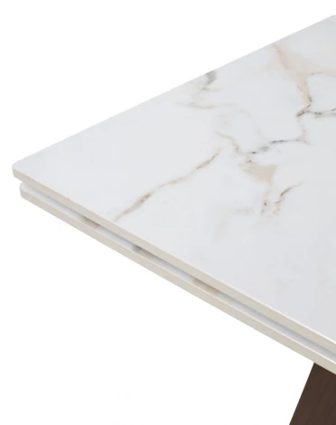 Стол БЭТИС (BETIS) 180 цвет МРАМОР (MATTE GILDED WHITE SOLID CERAMIC) / Орех (WALNUT), ®DISAUR M-City 64667