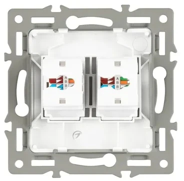Механизм компьютерной розетки двойной SCT-MPC2-PL-WH (RJ-45, CAT6) (Arlight) 045336