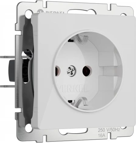 Розетка с заземлением и шторками (белый акрил) Werkel W1171141 (a064012)