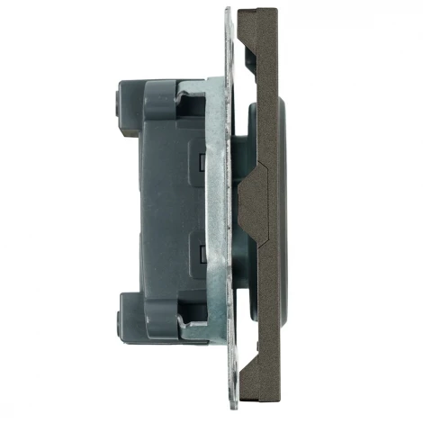 Розетка без заземления со шторками (антрацит, soft touch) Stekker Эмили 49928