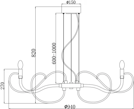 Подвесная люстра Maytoni Atlanta MOD051PL-07TR (220V, на тросе, свеча)
