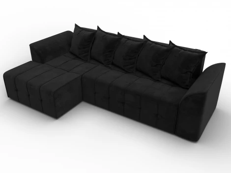 Диван угловой Лига-113 угол левый (ДСП,Велюр/Черный) Лига Диванов 136726L