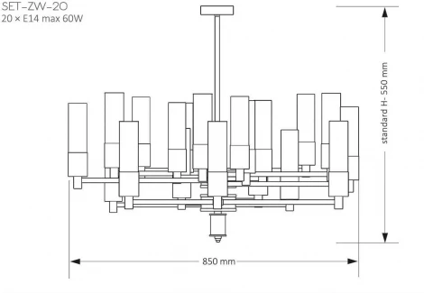 Потолочная люстра ярусная на штанге Kutek Seti SET-ZW-20(Z) (220V)