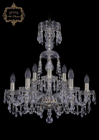Подвесная люстра Art Classic 11.23 11.23.6+3.200.XL-64.Gd.Dr (220V, хрусталь, на цепи, подсвечник, свеча)