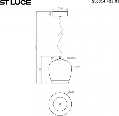 Подвесной светильник ST Luce Ripple SL6014.423.01 Черный/Прозрачный, Черный LED 1*17W (220V, на тросе)