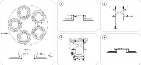 Потолочная люстра светодиодная на штанге с пультом регулировкой цветовой температуры яркости и ночным режимом Ambrella ACRYLICA FA8944 (220V, кольцо)