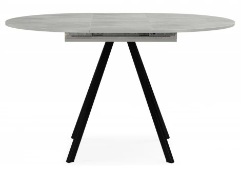 Кухонный стол Woodville Карпер 90(120) бетон метрополитан / черный матовый