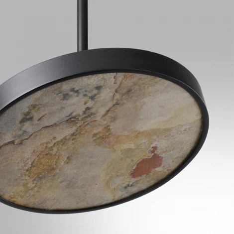 Подвесной светильник Odeon Light Bergi 5064/15L черн./серо-беж./металл/натур.камень/акрил с переключ.цветов.темпер. LED 15W 3000К/4000K/6000K (220V, на проводе, круглые)