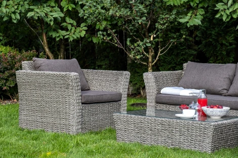 "Капучино Сингл" лаунж-зона из искусственного ротанга (гиацинт), цвет серый 4SIS арт.УТ-00004225