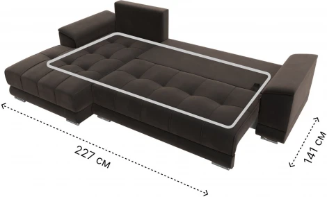 Диван угловой НордСтар левый угол (Коричневый/Велюр) Лига Диванов арт.121109L