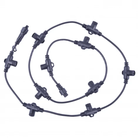 Провод-шина для гирлянд серии F90PRO 2м. 10 Т-коннекторов, шаг 20см статика/мерцание IP67 черный Uniel UCX-F90 T10/2M/BK