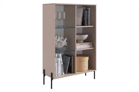 Доминика Комод (со стеклом) Mebelson (ЛДСП,Металл/Бежевый,Дуб крафт золотой) арт.174976,3369