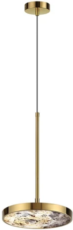 Подвесной светильник Odeon Light Bergi 5079/15L зол./серо-бежевый/металл/натур.камень/акрил с переключ.цветов.темпер. LED 15W 3000К/4000K/6000K (220V, на проводе, круглые)