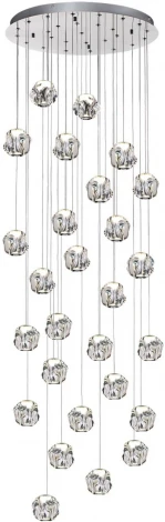 Потолочная каскадная люстра Odeon Light Jemstone 5084/120L хром/прозрачный/металл/акрил LED 120W 4000K 6000Лм (220V, на проводе)