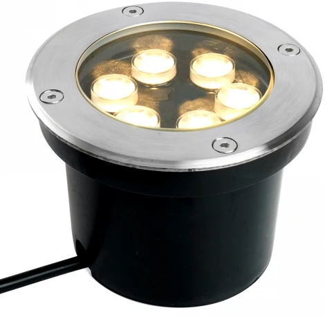 Встиваемый светодиодный свтельник (грунтовый) Feron SP2802 48453 6W, AC12-24V, низковольтный, 3000К, металлик вн.диаметр: 90mm, IP67 (круглые)