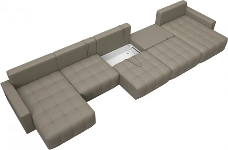 Диван п-образный с полками Лига-053 НПБ МегаЛонг Лига Диванов (Экокожа) арт.129010