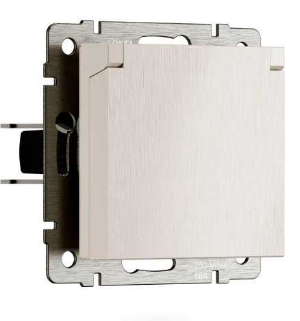 Розетка с заземлением с защитной крышкой и шторками (перламутровый рифленый) Werkel W1171213