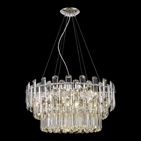 Подвесная люстра ярусная Wertmark Lazzara WE107.12.103 (220V, хрусталь, на тросе, круглые)