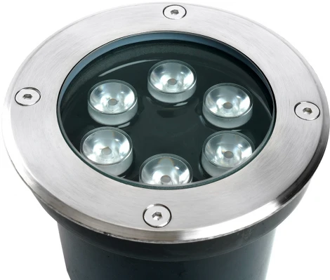 Встиваемый светодиодный свтельник (грунтовый) Feron SP2802 48453 6W, AC12-24V, низковольтный, 3000К, металлик вн.диаметр: 90mm, IP67 (круглые)