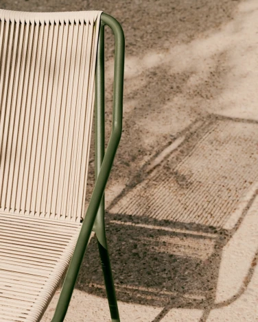 Садовое кресло Zivia из веревки цвета экрю и оцинкованной стали зеленого цвета арт.254033