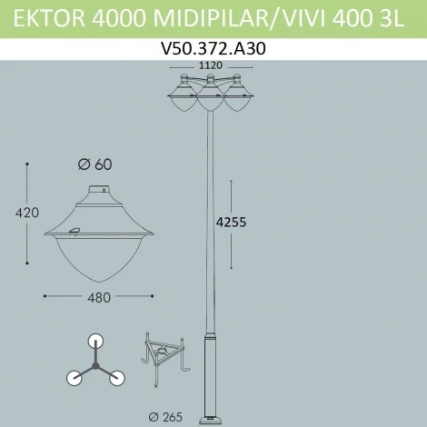 Наземный фонарь Fumagalli Vivi V50.372.A30.LXH27 (220V, IP65)