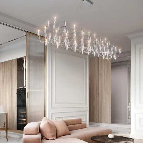 Подвесная люстра светодиодная хрустальная с пультом с регулировкой цветовой температуры Modelux ML.5603.2000P CH