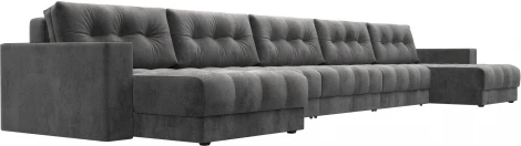 Диван П-образный с декором Лига-049 НПБ Мегалонг Лига Диванов (Велюр) арт.128542