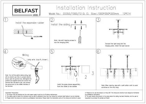 Подвесная люстра Belfast Erskine 22352-1000-12 GL MT