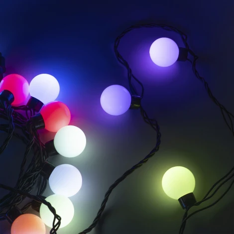 Гирлянда «Шарики» 5м RGB 220В,  20 LED, провод черный каучук, IP65 Laitcom HB20-1-2RGB