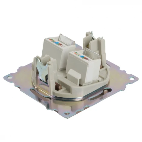 Розетка Ethernet RJ-45 двойная (шампань) Stekker Катрин 50004