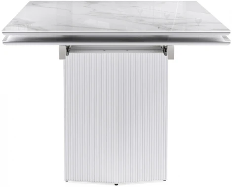 Стеклянный стол Woodville Монерон 200(260)х100х77 белый мрамор / белый 553541