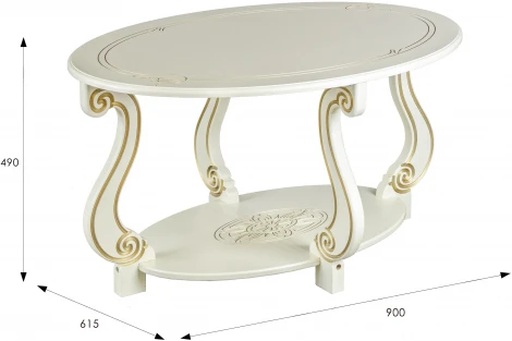 Стол журнальный Овация (М) слоновая кость/золото от фабрики Mebelik