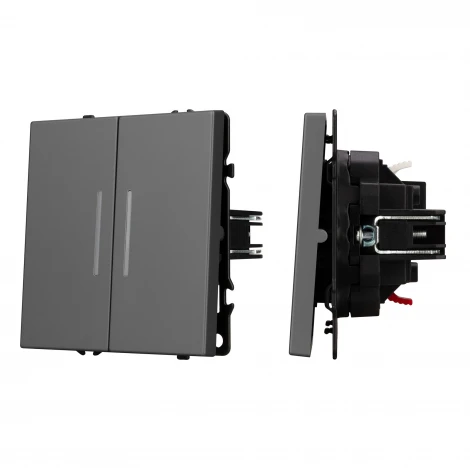 Механизм выключателя двухклавишный непроходной LED SWT-NOBE-MK02-SFPL-L-GR (230V, 10A) (Arlight) 054266