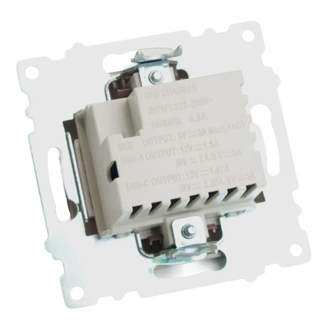 Розетка USB Type A+С (шоколад) Stekker Катрин 50057