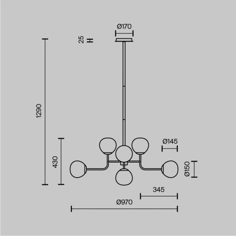 Потолочная люстра Maytoni Erich MOD221-PL-08-G (220V, шарики, молекулы)