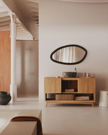 Настенное зеркало La Forma (ex Julia Grup) Magrit (Черный/ Массив дерева)