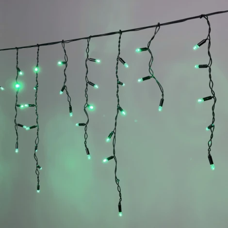 Гирлянда Бахрома с колпачком 3,1 x 0,5 м зелёная 220В, 120 LED, провод черный ПВХ, IP65 Laitcom PIL120CAP-11-2G