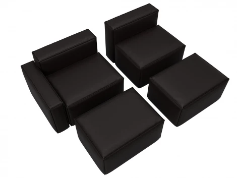 Диван угловой модульный Лига-063 угол левый (ДСП/Пластик/Экокожа/Коричневый) Лига Диванов 129789L