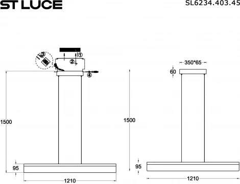 Подвесной линейный светильник ST Luce Splendid SL6234.403.45 Черный/Дымчатый LED 1*45W 4000K