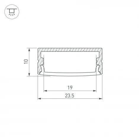 Профиль с экраном ARH-WIDE-H10-2000 ANOD+OPAL (Arlight, Алюминий) 036768