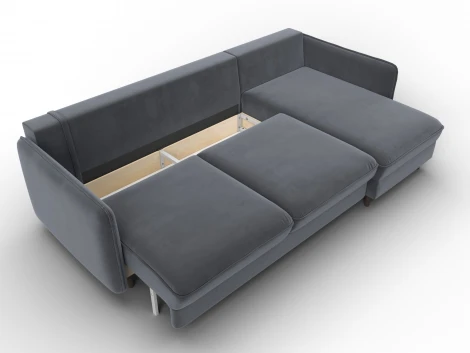 Диван угловой Лига-064 НПБ угол универсальный (ДСП/Дерево/Велюр/Серый) Лига Диванов 134772