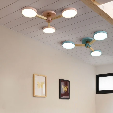 Потолочная люстра Wi-Fi на штанге Turna 3 Blue By ImperiumLoft Turna01 (LED, 220V, пульт управления, голосовое управление, умный дом - Алиса)