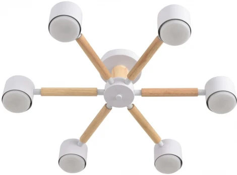 Потолочная люстра на штанге Lumion Vudi 8306/6C белый, дерево/металл GX53 LED 6*7W 220V