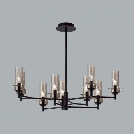 Потолочная люстра на штанге Lumion Madonna 6555/9C черный/дымчатый/металл/стекло E14 9*40W 220V