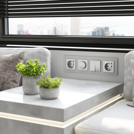 Рамка на 4 поста (серебряный, стекло soft-touch) Werkel W0043106 (a064571)